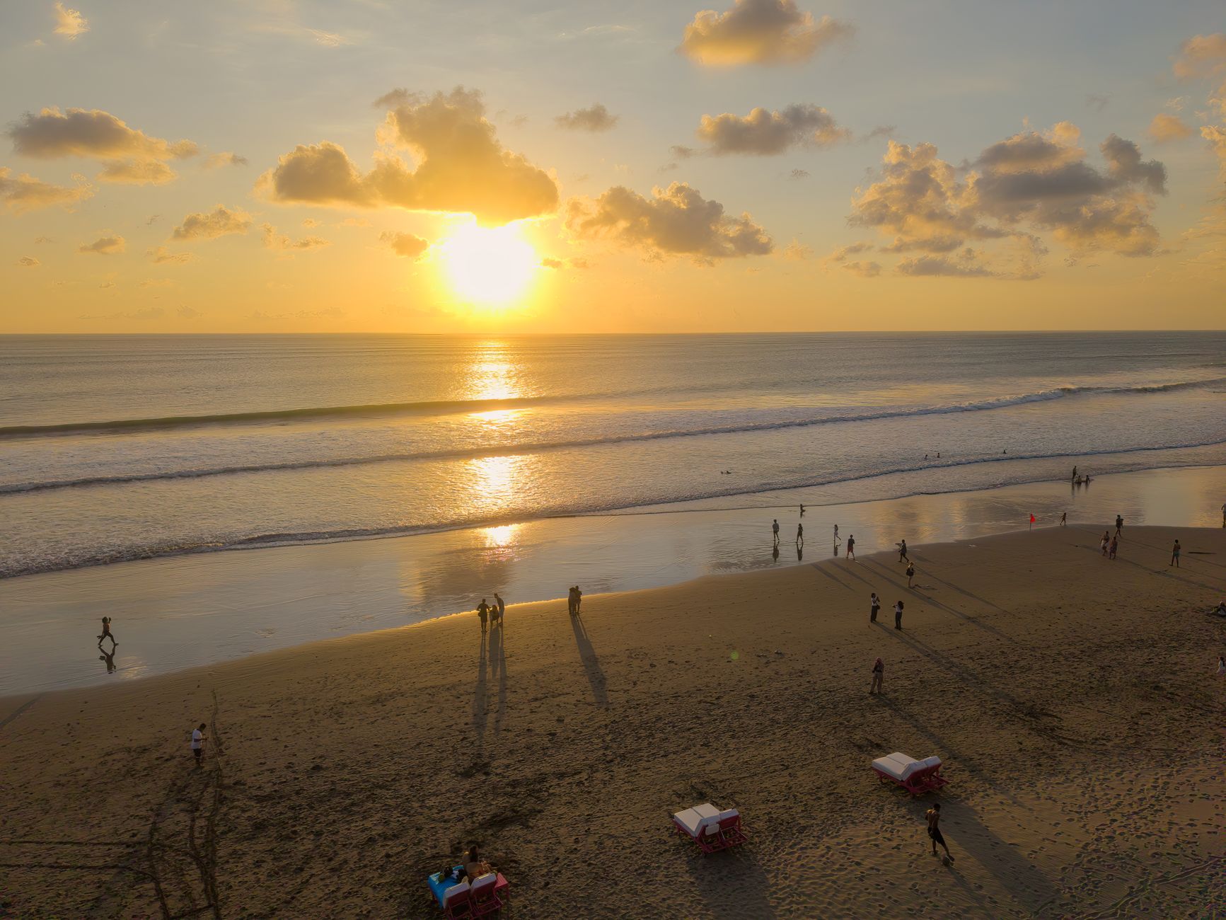 Golden-hour surf at a beach in southern Bali
