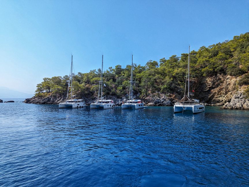 Catamaran cruise on the turquoise Mediterranean coast