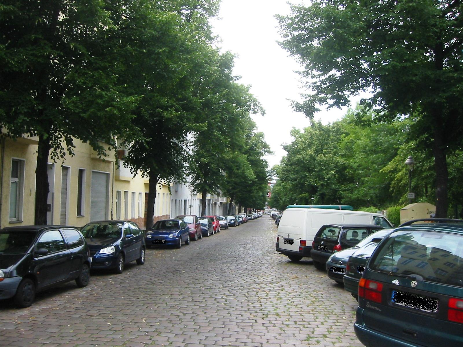 A leafy residential street in Neukolln, Berlin