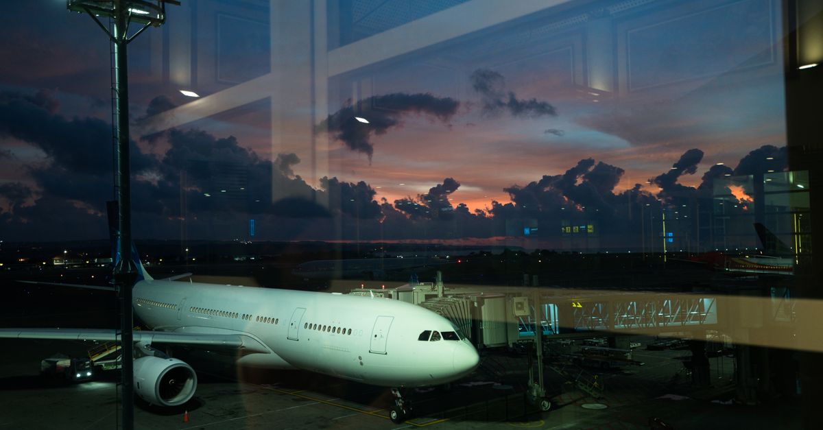 Inside a modern airport terminal